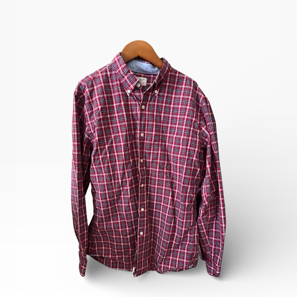 J. Crew Heritage Men’s Plaid Button-Up Shirt Size Large Red Blue White